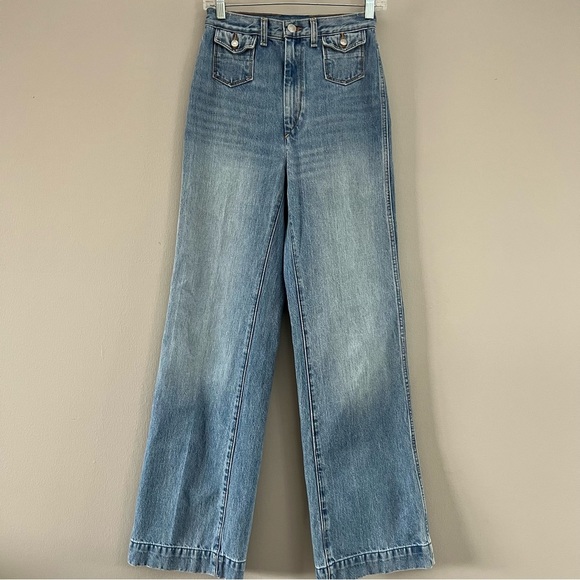Re/Done 70's Pocket Wide Leg Jeans in Vintage‎ Fade - Picture 1 of 7